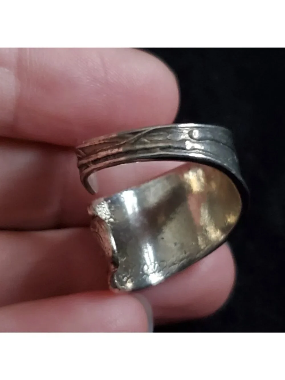 Vintage Sterling Silver Spoon Ring Sz 7 Stork Baby Boy RW&S